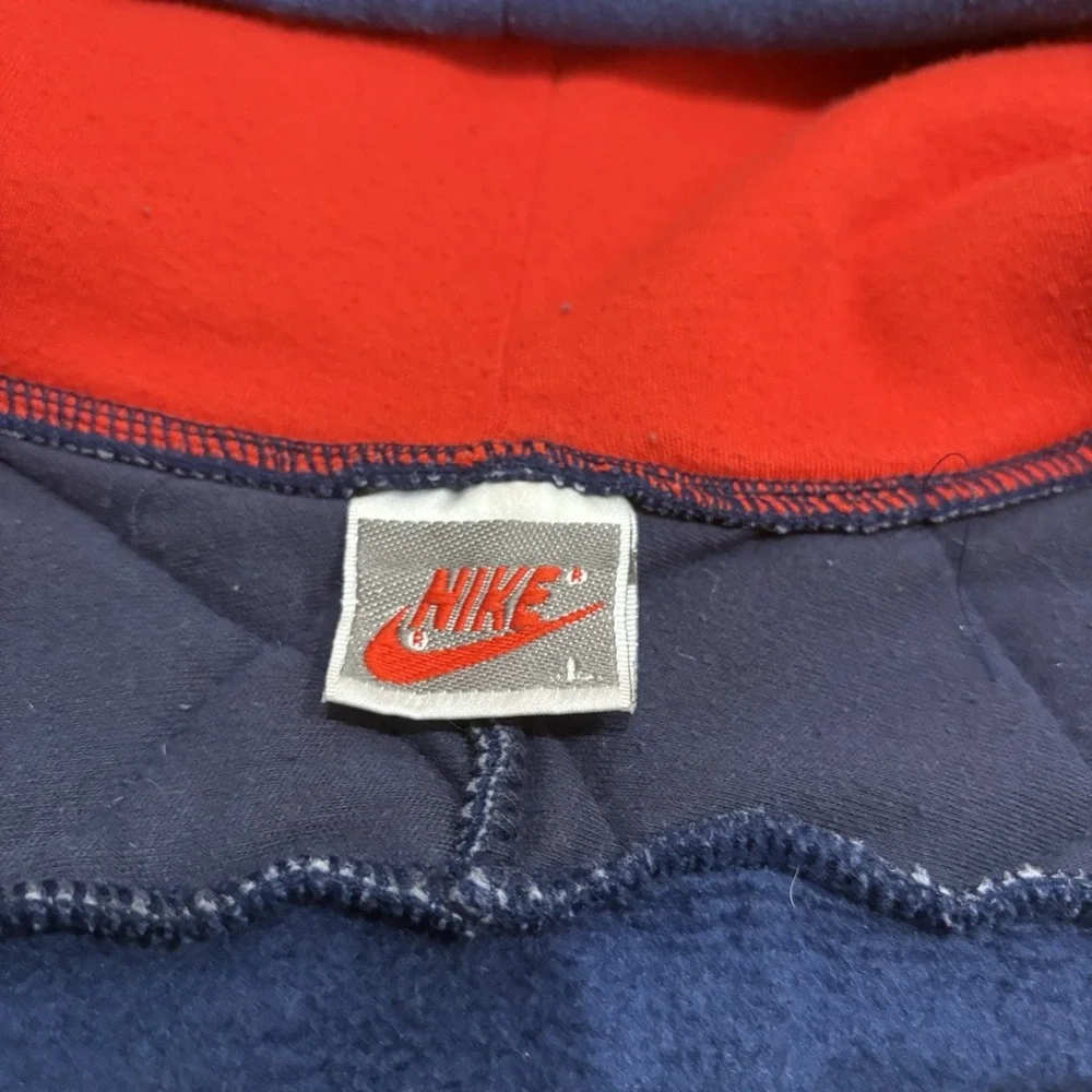 Vintage 80s NIKE Zip Up Hoodie Mens Large Blue Quilted ColorBlock